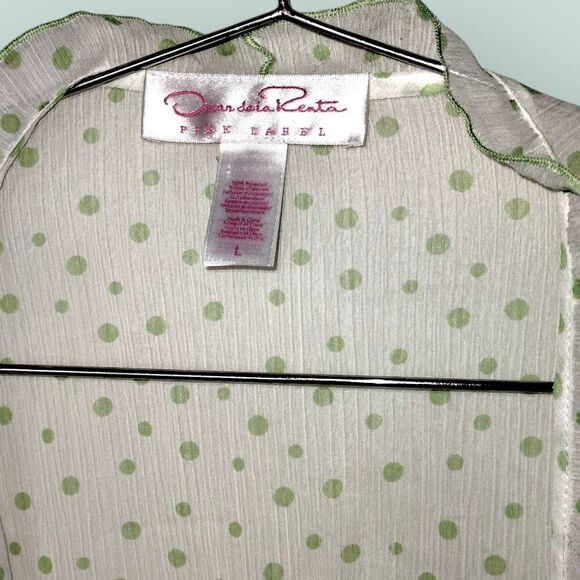 Vtg Oscar de la Renta Womens Robe Sz L Intimatewear Sheer Polka Dot Cozycore Wra - Picture 4 of 10